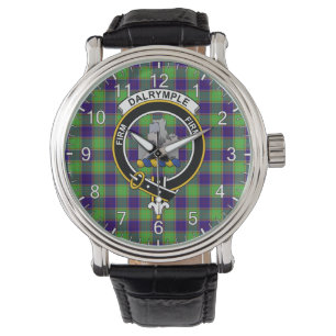 Klassisk tidslös Klan Dalrymple Tartan Badge Play Armbandsur