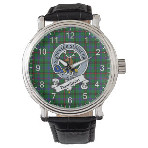 Klassisk tidslös Klan Davidson Modern Badge Tartan Armbandsur