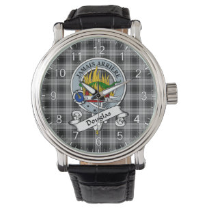 Klassisk tidslös Klan Douglas Grått Badge Tartan Armbandsur