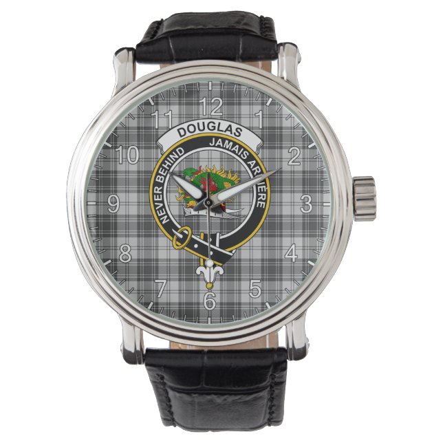 Klassisk tidslös Klan Douglas Grått Modern Tartan Armbandsur (Framsida)
