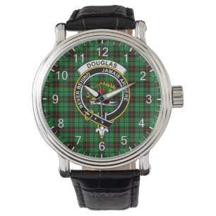 Klassisk tidslös Klan Douglas Hunting Tartan Badge Armbandsur