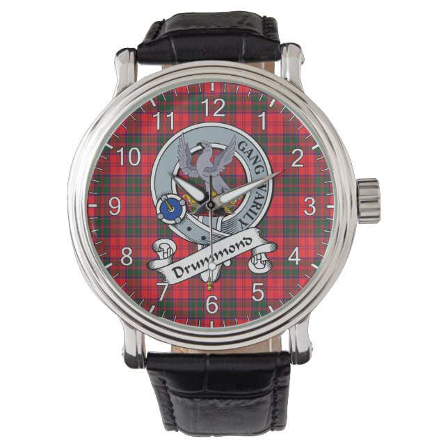 Klassisk tidslös Klan Drummond Modern Badge Tartan Armbandsur (Framsida)