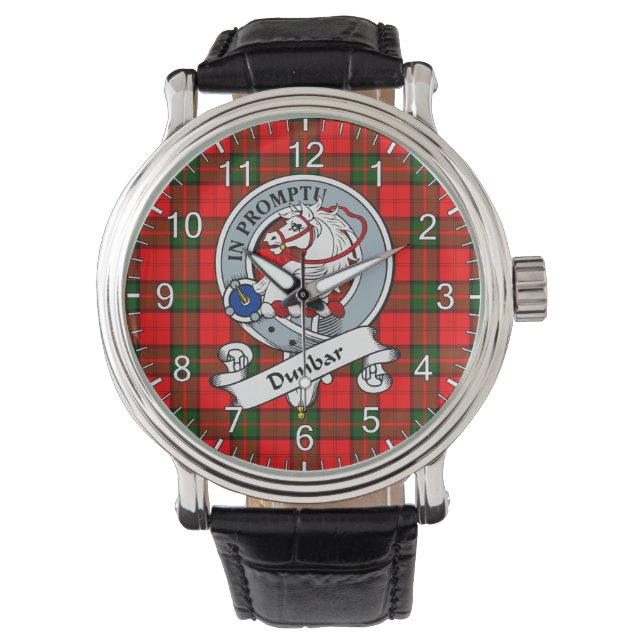 Klassisk tidslös Klan Dunbar Modern Badge Tartan Armbandsur (Framsida)