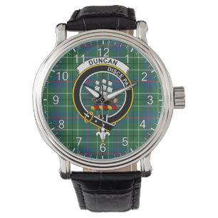 Klassisk tidslös Klan Duncan Ancient Tartan Badge Armbandsur