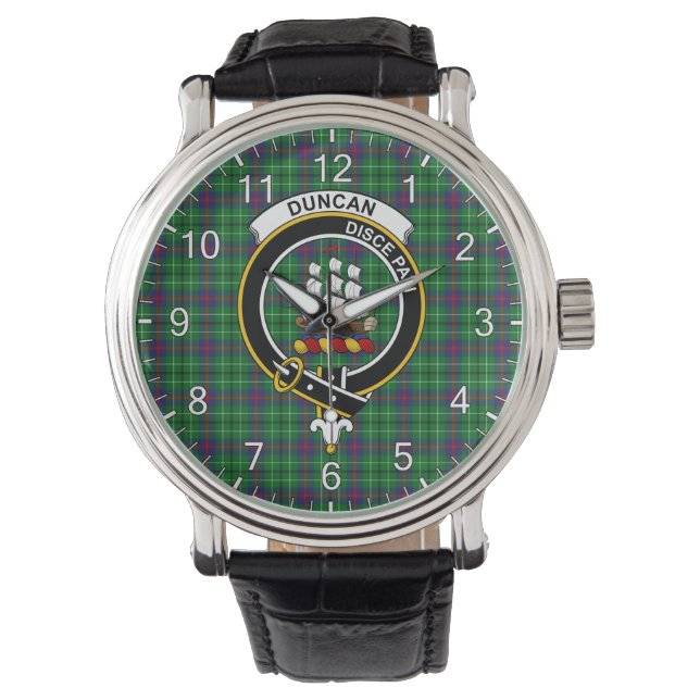 Klassisk tidslös Klan Duncan Tartan Badge Play Armbandsur (Framsida)