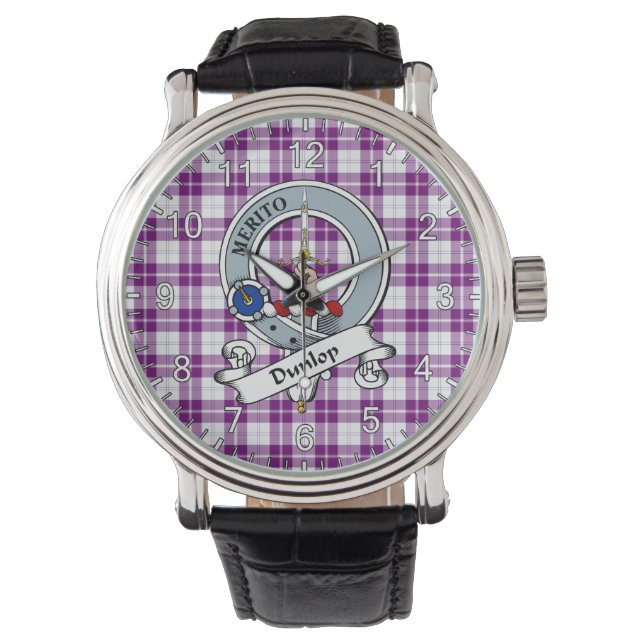 Klassisk tidslös Klan Dunlop Dress Badge Tartan Armbandsur (Framsida)