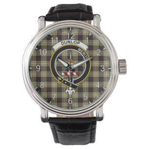Klassisk tidslös Klan Dunlop Hunting Tartan Badge Armbandsur