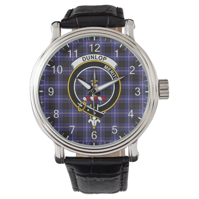 Klassisk tidslös Klan Dunlop Tartan Badge Play Armbandsur (Framsida)