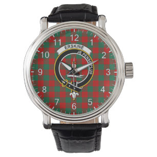 Klassisk tidslös Klan Erskine Tartan Badge Play W Armbandsur