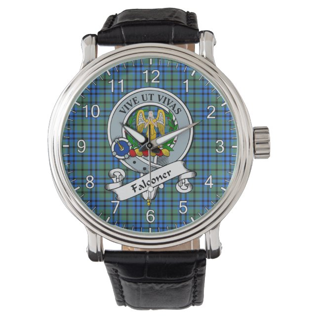 Klassisk tidslös Klan Falconer Badge Tartan Watch Armbandsur (Framsida)