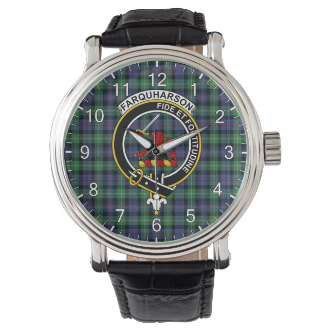 Klassisk tidslös Klan Farquharson Ancient Tartan Armbandsur (Framsida)