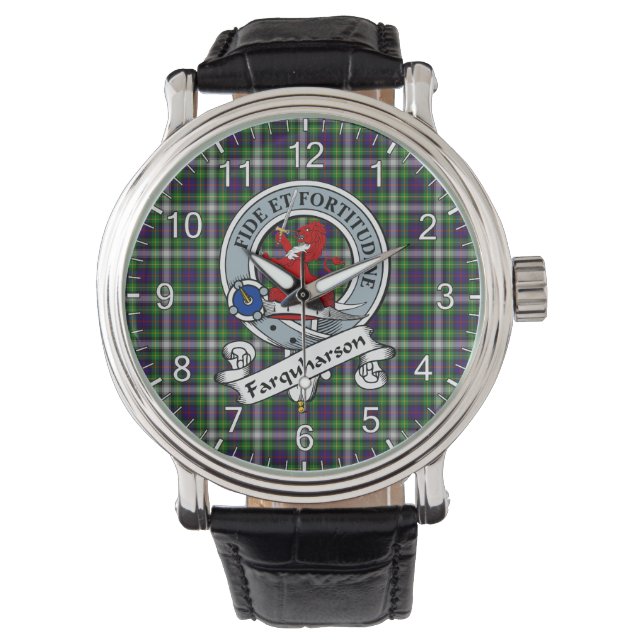 Klassisk tidslös Klan Farquharson Badge Tartan Armbandsur (Framsida)