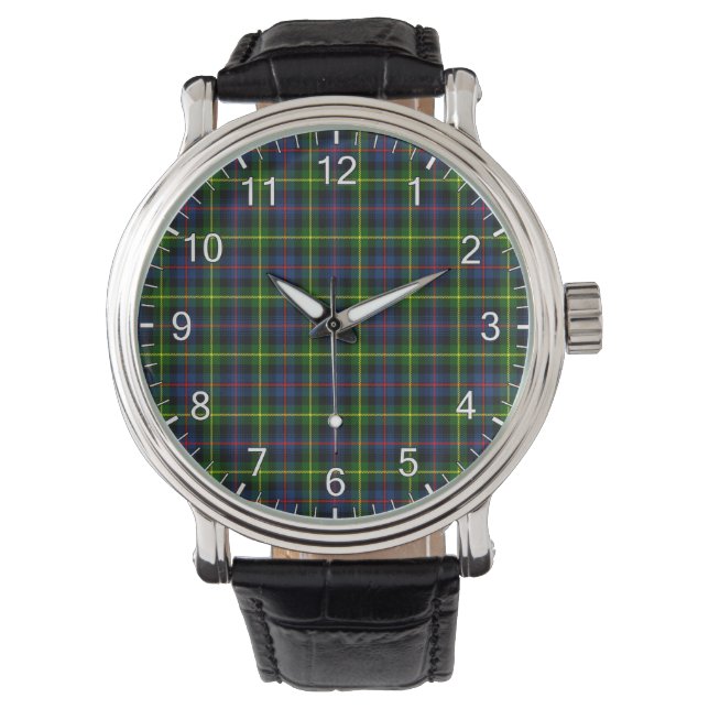 Klassisk tidslös Klan Farquharson Modern Tartan Armbandsur (Framsida)