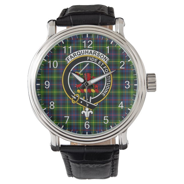 Klassisk tidslös Klan Farquharson Modern Tartan Armbandsur (Framsida)