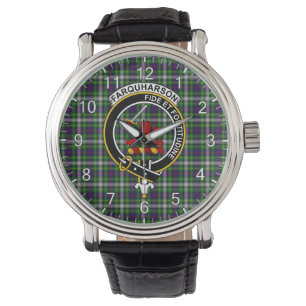 Klassisk tidslös Klan Farquharson Tartan Badge Armbandsur