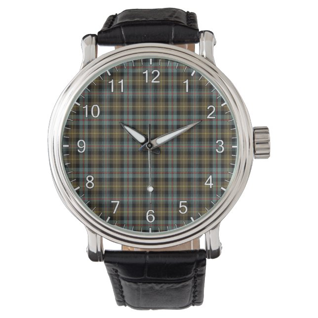 Klassisk tidslös Klan Farquharson Weasted Tartan Armbandsur (Framsida)