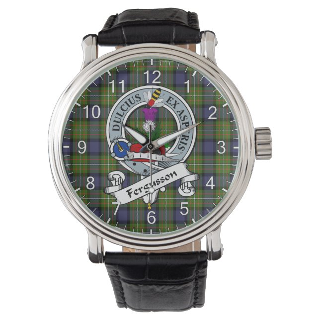 Klassisk tidslös Klan Ferguson Badge Tartan Watch Armbandsur (Framsida)
