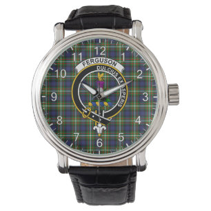 Klassisk tidslös Klan Ferguson Modern Tartan Badge Armbandsur