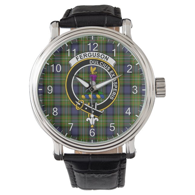 Klassisk tidslös Klan Ferguson Tartan Badge Play Armbandsur (Framsida)