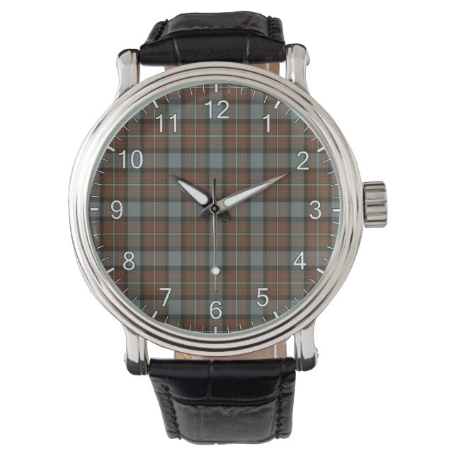Klassisk tidslös Klan Ferguson Weasted Tartan Armbandsur (Framsida)