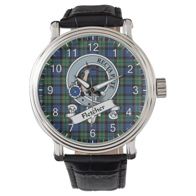 Klassisk tidslös Klan Fletcher Badge Tartan Watch Armbandsur (Framsida)