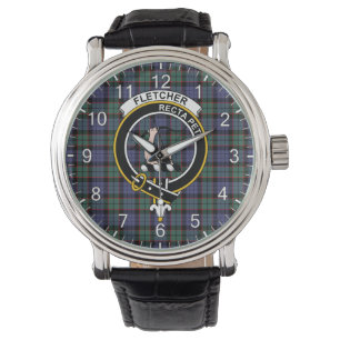 Klassisk tidslös Klan Fletcher Modern Tartan Badge Armbandsur