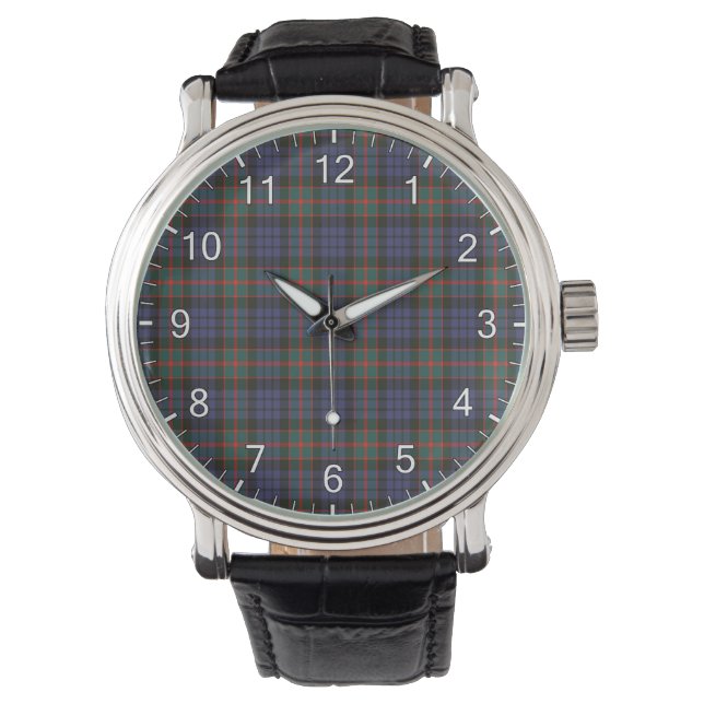 Klassisk tidslös Klan Fletcher of Dunans Tartan Pl Armbandsur (Framsida)