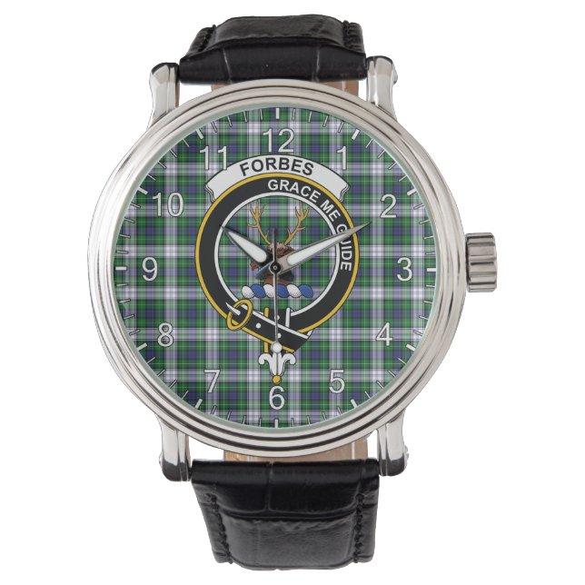 Klassisk tidslös Klan Forbes Dress Tartan Badge Pl Armbandsur (Framsida)