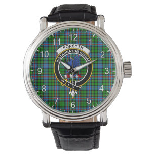 Klassisk tidslös Klan Forsyth Modern Tartan Badge Armbandsur