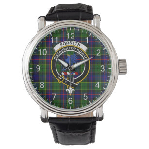 Klassisk tidslös Klan Forsyth Tartan Badge Play Armbandsur