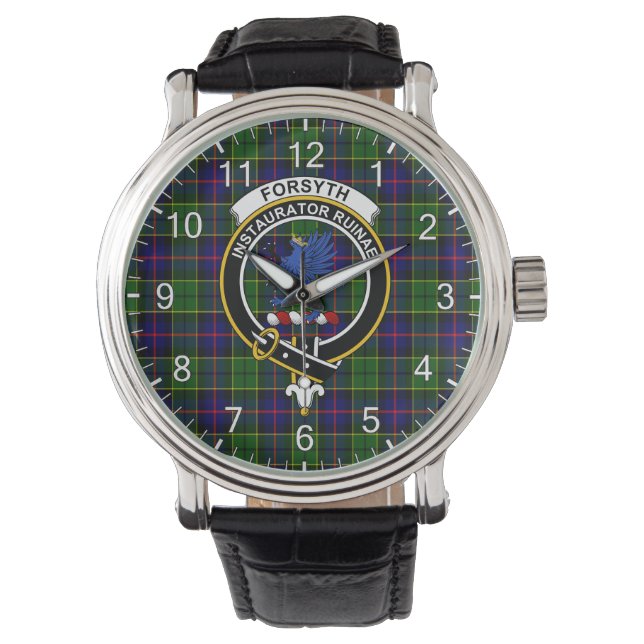 Klassisk tidslös Klan Forsyth Tartan Badge Play Armbandsur (Framsida)