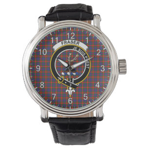 Klassisk tidslös Klan Fraser av Lovat Tartan Badge Armbandsur