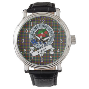 Klassisk tidslös Klan Fraser Hunting Badge Tartan Armbandsur