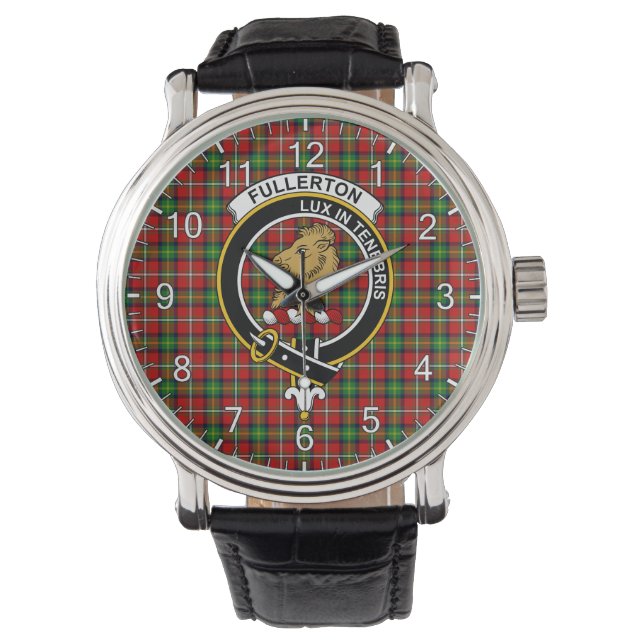 Klassisk tidslös Klan Fullerton Tartan Badge Play Armbandsur (Framsida)