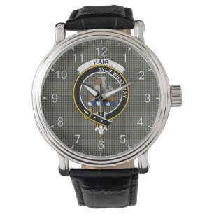 Klassisk tidslös Klan Haig Grått Tartan Badge Play Armbandsur