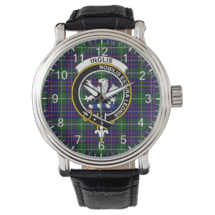 Klassisk tidslös Klan Inglis Tartan Badge Play Armbandsur