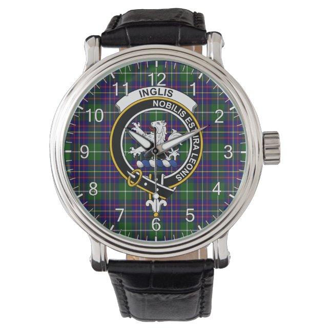 Klassisk tidslös Klan Inglis Tartan Badge Play Armbandsur (Framsida)