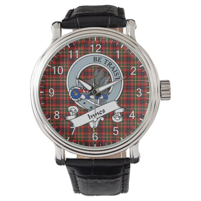 Klassisk tidslös Klan Innes of Moray Badge Tartan Armbandsur (Framsida)