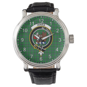 Klassisk tidslös Klan Innes som jagar Tartan Badge Armbandsur