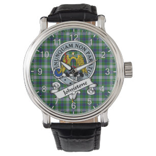 Klassisk tidslös Klan Johnston Dress Badge Tartan Armbandsur