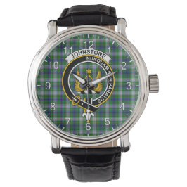 Klassisk tidslös Klan Johnston Dress Tartan Badge Armbandsur