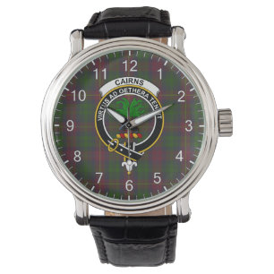 Klassisk tidslös Klan Kairns Hunting Tartan Badge Armbandsur