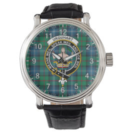 Klassisk tidslös Klan Urquhart Ancient Tartan Badg Armbandsur