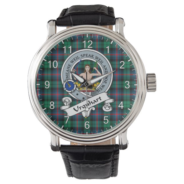 Klassisk tidslös Klan Urquhart Modern Badge Tartan Armbandsur (Framsida)
