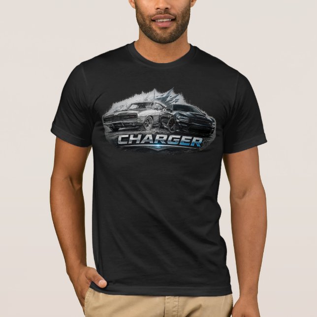 Klassisk till modern Charger Muscle Car Evolution T Shirt (Framsida)