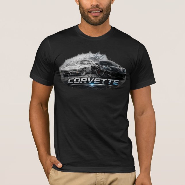 Klassisk till modern Corvette sportbil evolution T Shirt (Framsida)