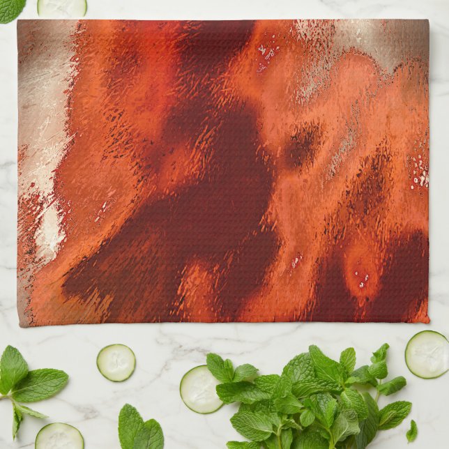 Klassisk till nedfläckad i höggradiga röda&koralls kökshandduk (Vikta)