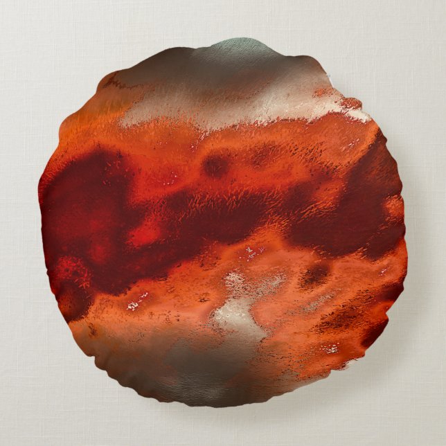 Klassisk till nedfläckad i höggradiga röda&koralls rund kudde (Baksidan)