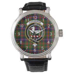 Klassisk timofri Klan Cochrane Tartan Badge Play Armbandsur