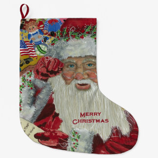 Klassisk Tomte - Dubbelkollar Julkonst Stor Julstrumpa
